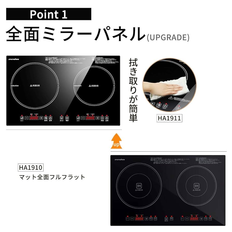 Sandoo IHクッキングヒーター Amazon | Sandoo IHクッキングヒーター 2口 IH調理器 脚付き 高